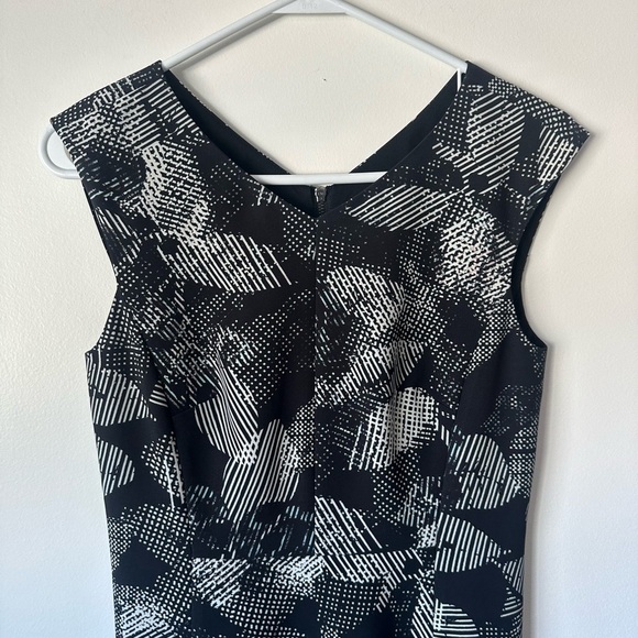 NEW Rebecca Taylor Black and White Printed A Line Fit & Flare Sheath Dress Sz 0 - Picture 3 of 6